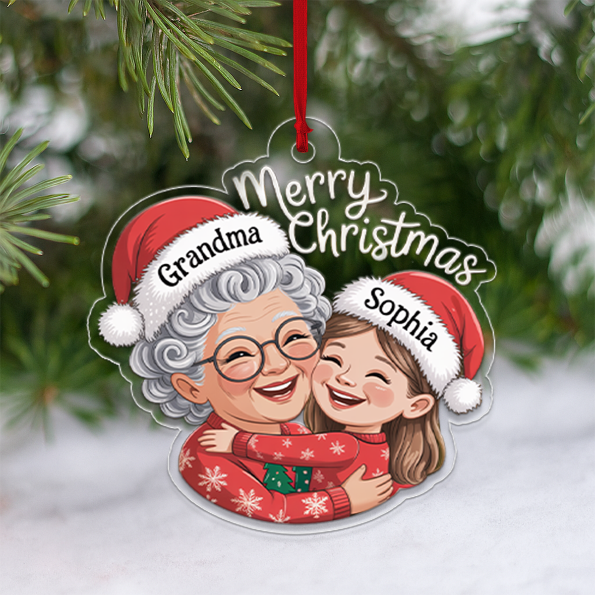 Personalized Grandma And Grandkid Christmas Ornament2