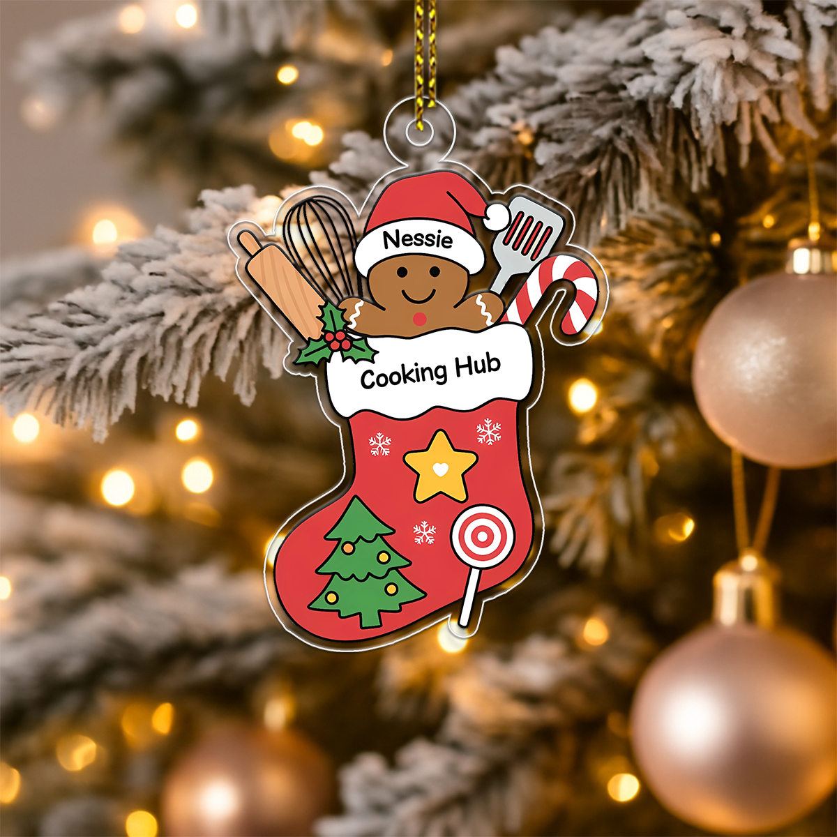 Personalixed Cooking Hub Christmas Stocking Acrylic Ornament Christmas Gift