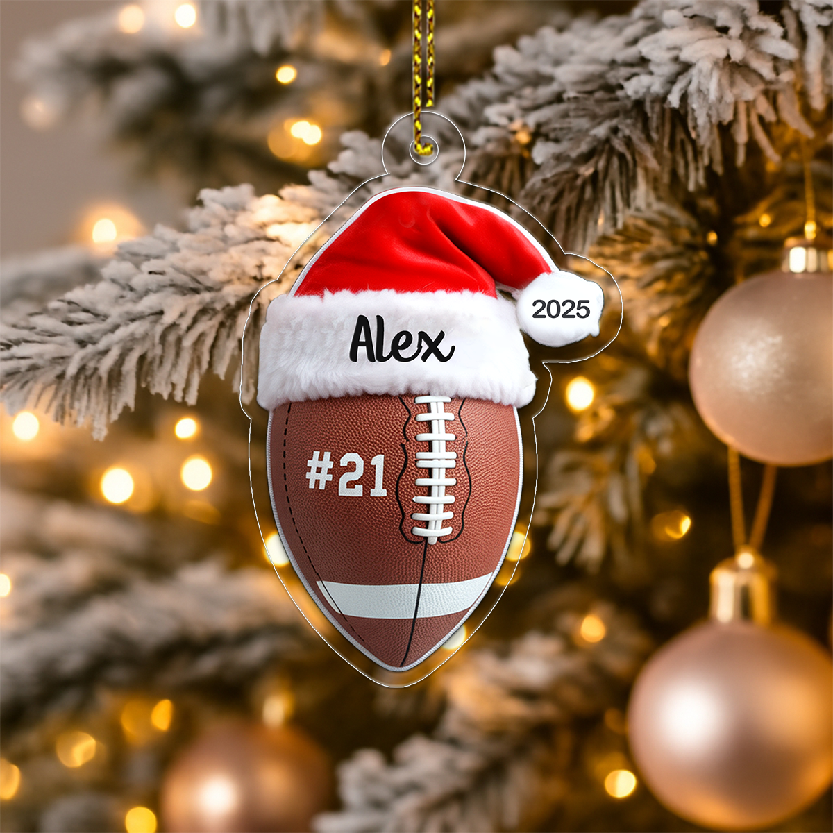 Custom Name Football Merry Christmas Acrylic Ornament Christmas Gift
