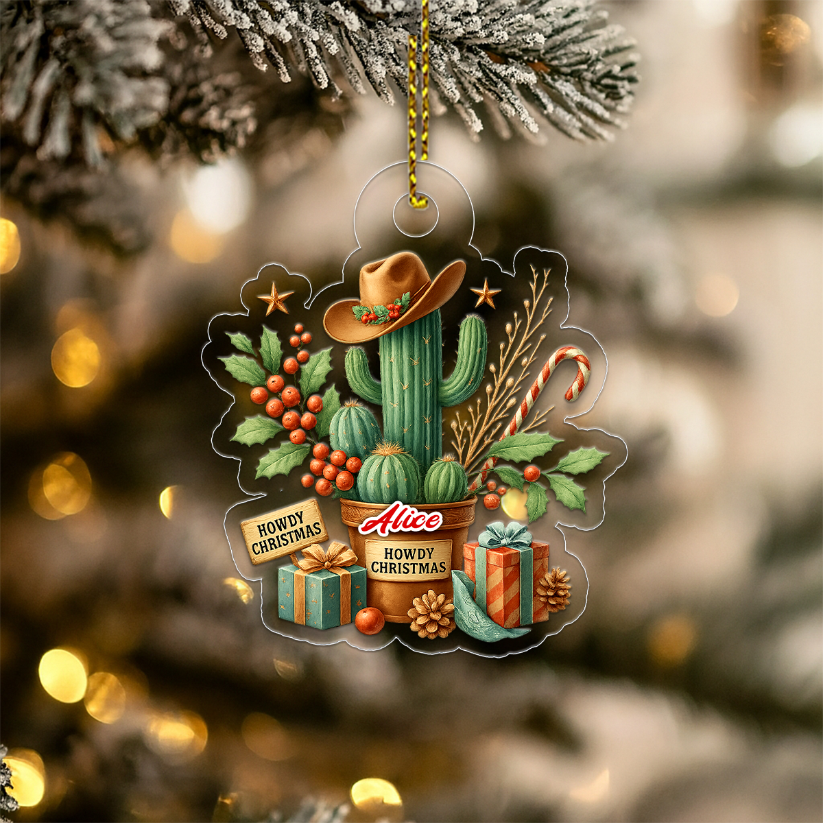 Custom Name Catus Howdy Christmas