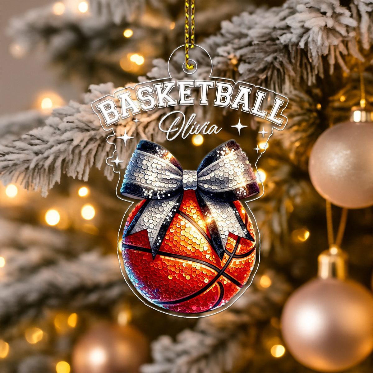 Custom Name Basketball Girl And Woman Acrylic Ornament Christmas Gift