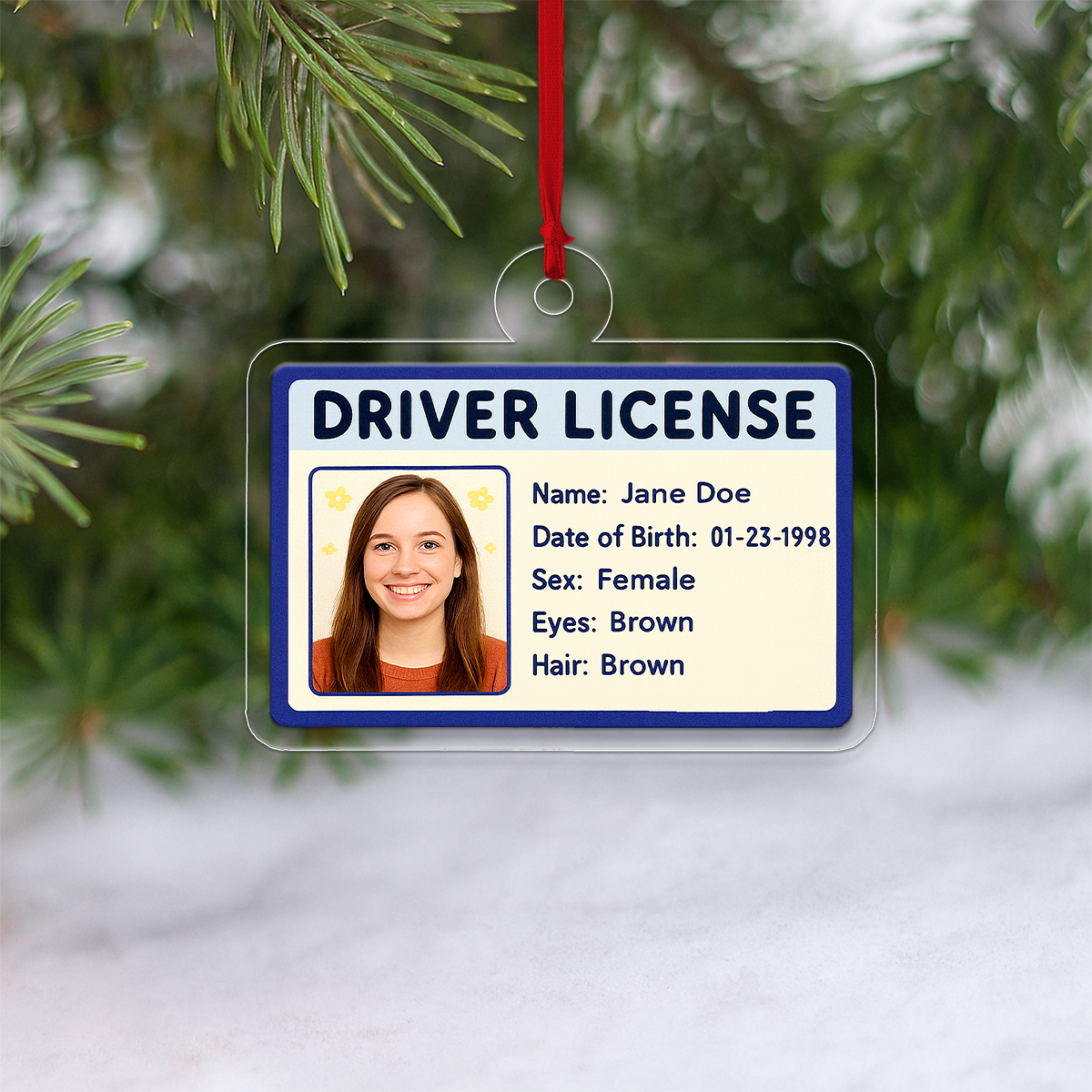 Custom Photo Driver License Ornament, Personalized ID Card Christmas Ornament, Funny Gag Gift, New Driver Ornament