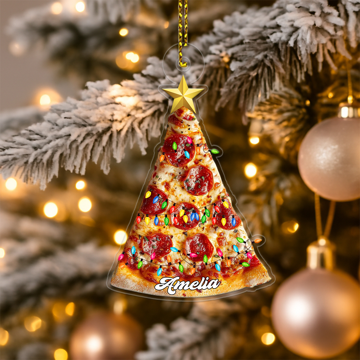 Custom Name Pizza Christmas Food Acrylic Ornament Christmas Gift
