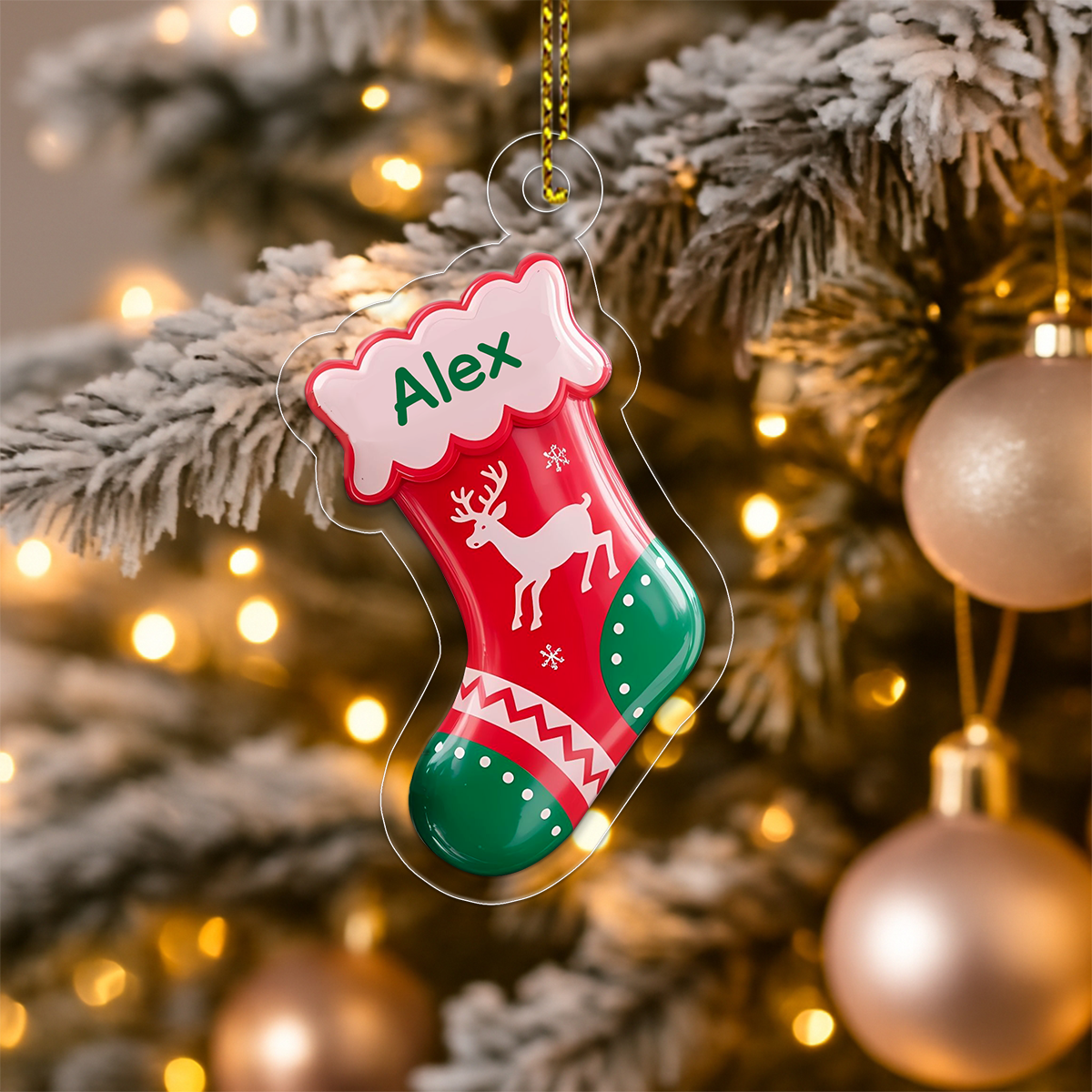 Custom Name Christmas Sock Acrylic Ornament Christmas Gift