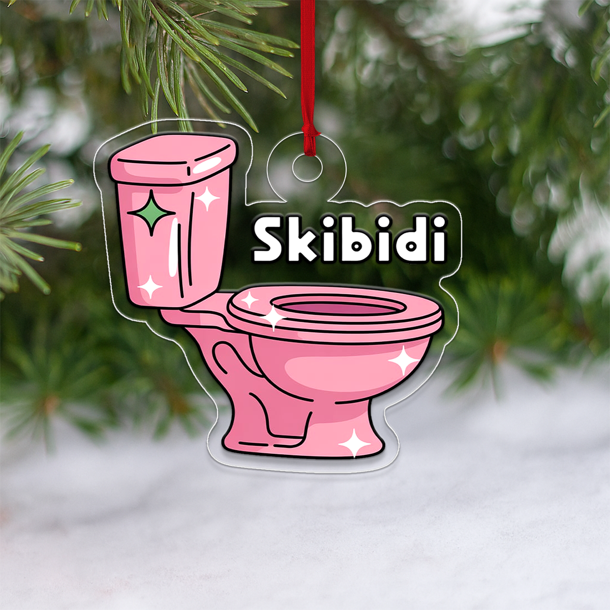 Funny Skibidi Toilet Acrylic Ornament, Toilet Christmas Ornament, Meme Ornament, Gag Gift for Teen Kids, Holiday Decoration