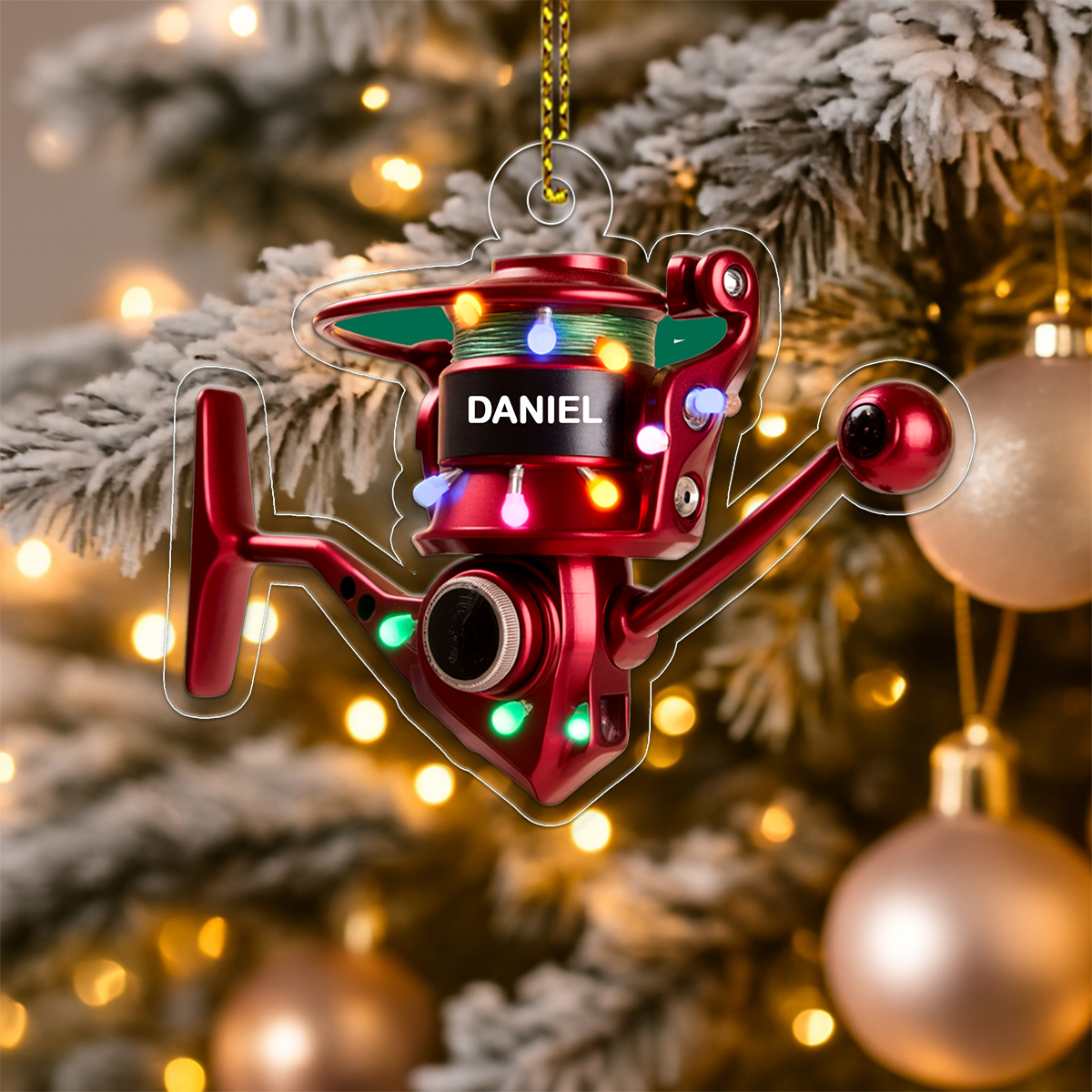 Custom Name Fishing Gear Acrylic Ornament Christmas Gift