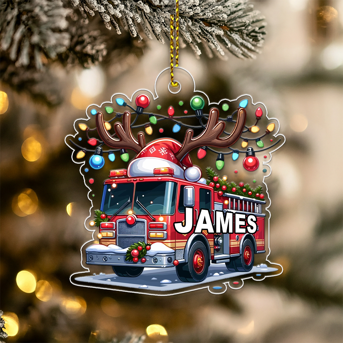 Custom Name Fire Truck Car For Firefighter