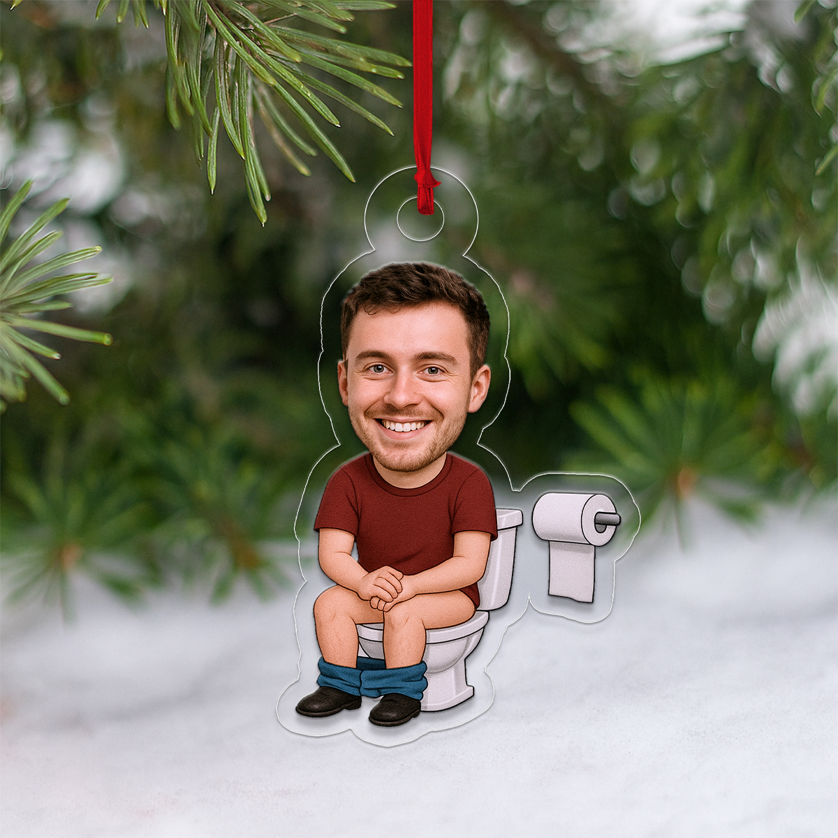Custom Photo Man in the Toilet Ornament, Personalized Funny Christmas Ornament, Humor Keepsake, Unique Xmas Ornament