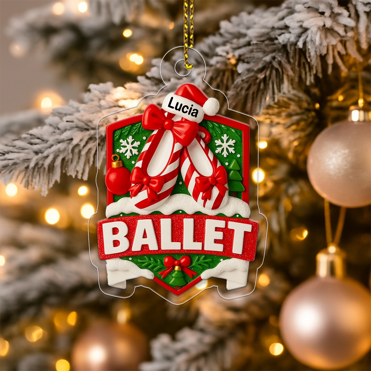 Custom Name Ballet Shoes Acrylic Ornament Christmas Gift