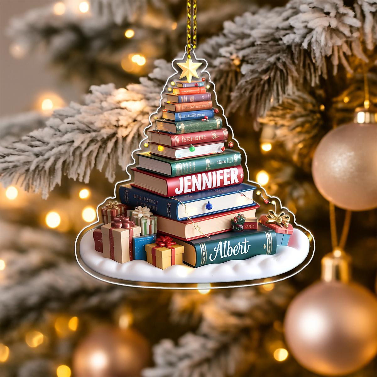 Personalized Christmas Book Tree Acrylic Ornament Christmas Gift