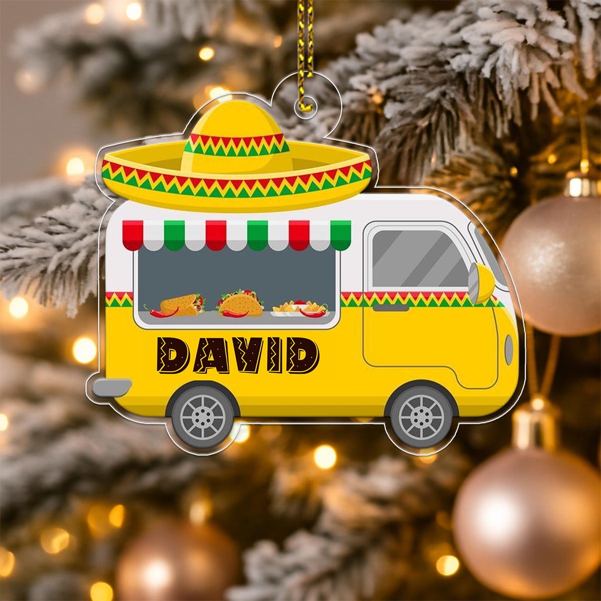 Custom Name Tacos Mexican Food Acrylic Ornament Christmas Gift