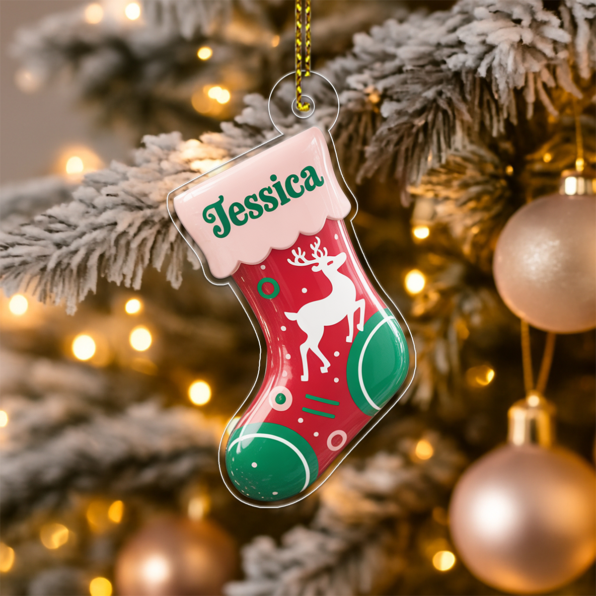 Custom Name Xmas Sock Acrylic Ornament Christmas Gift