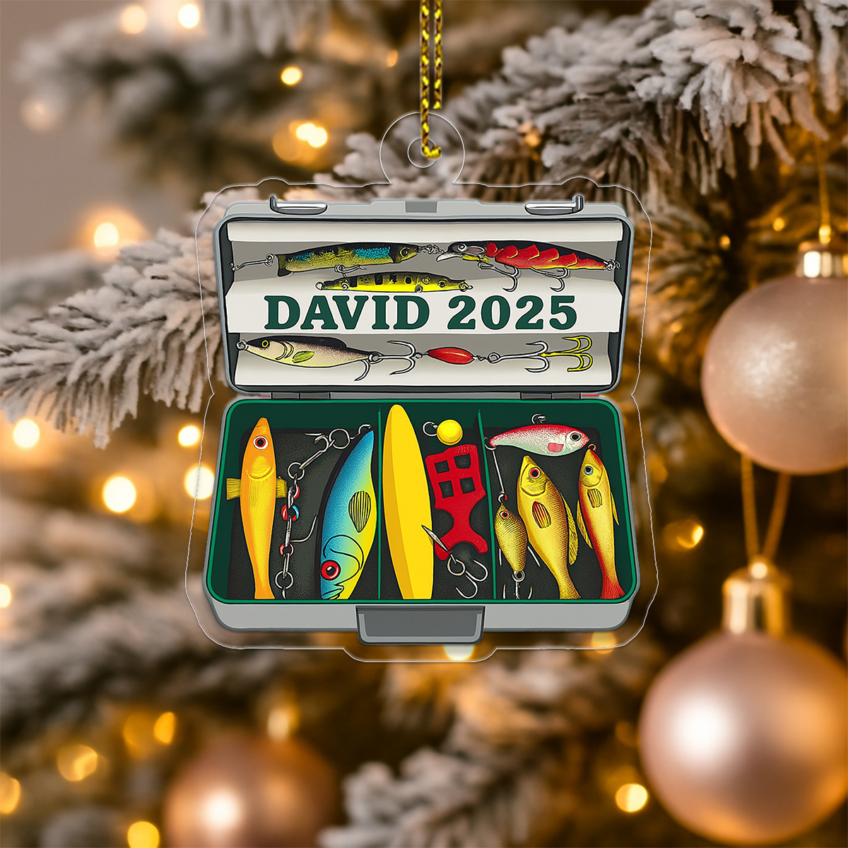 Custom Name Fishing Lover Acrylic Ornament Christmas Gift