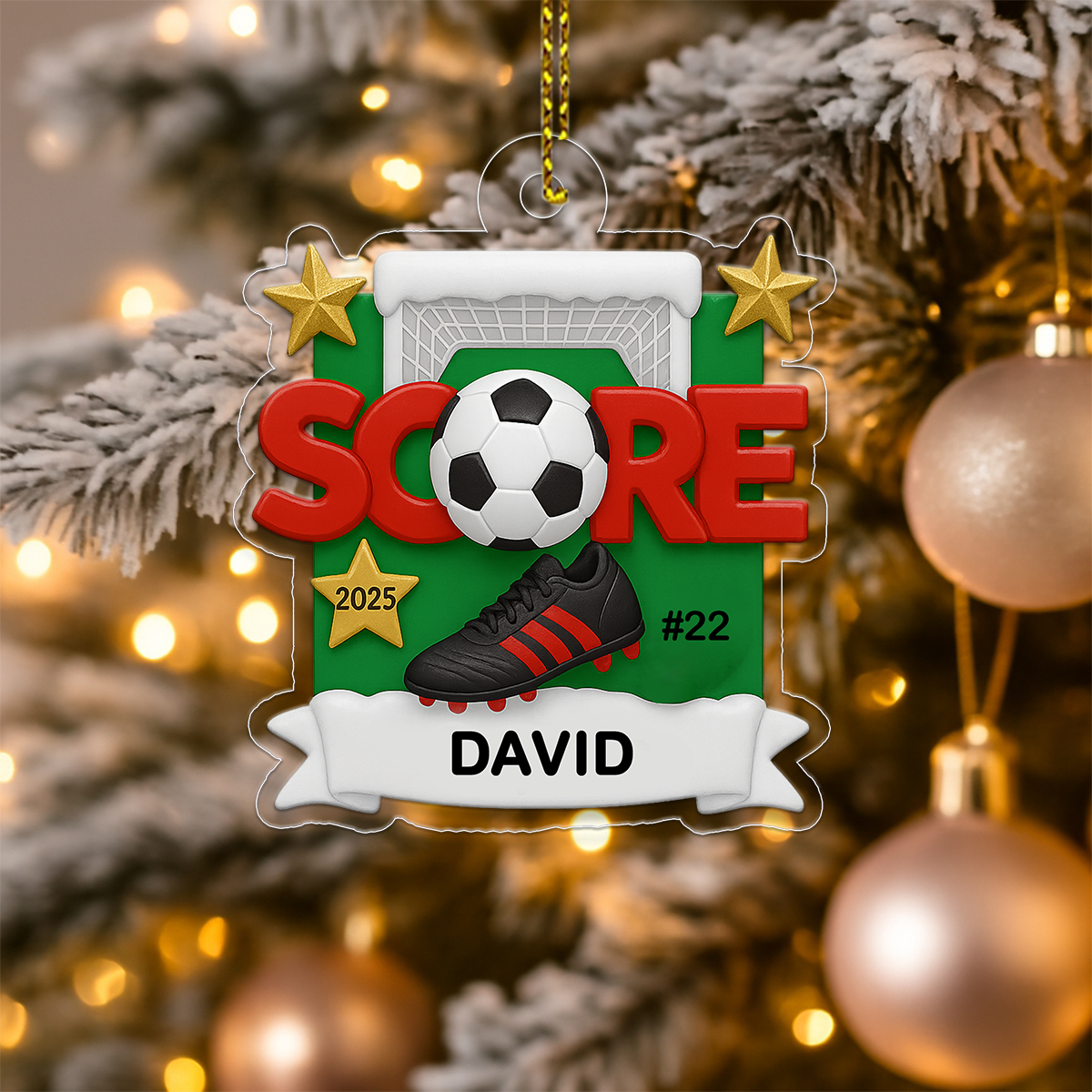 Custom Name Soccer Player 2025 Acrylic Ornament Christmas Gift
