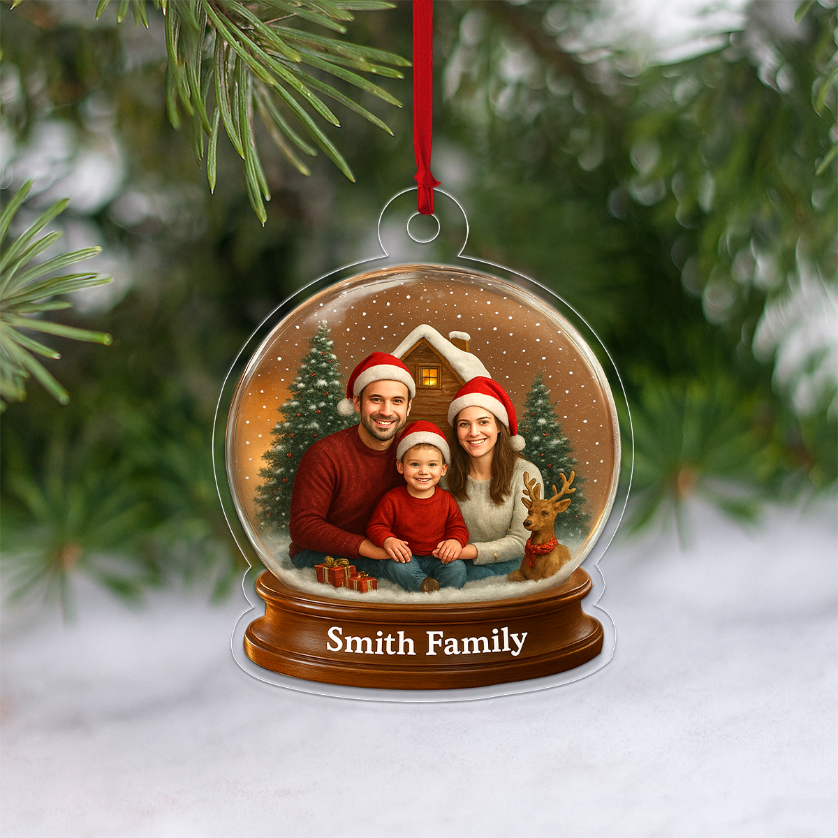 Custom Photo Family Christmas Snow Globe Ornament, Personalized Picture Ornament, Holiday Keepsake Gift, Unique Family Decoration