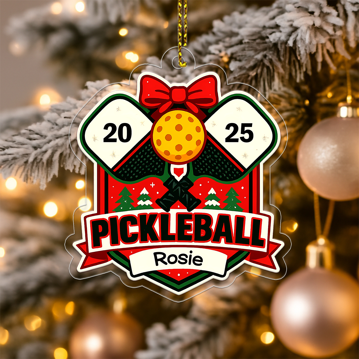 Custom Name Pickleball Player Xmas Acrylic Ornament Christmas Gift
