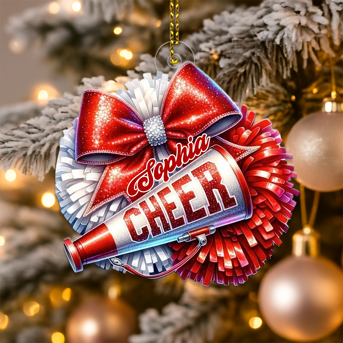 Custom Name Cheerleader Merry Xmas Acrylic Ornament Christmas Gift