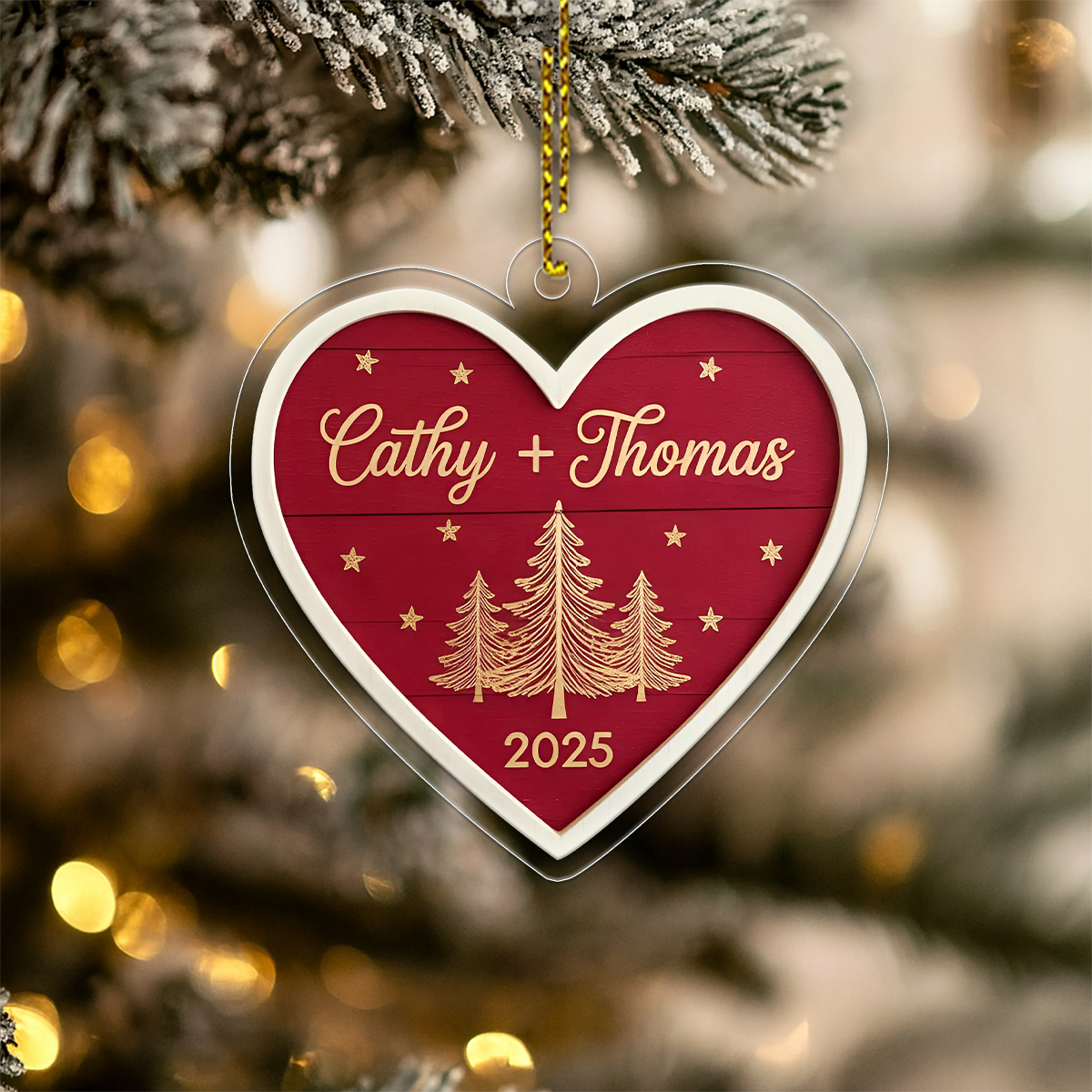 Personalized Our First Christmas Ornament, Custom Couple Ornament for Newlyweds, Engagement Gift, Wedding Anniversary Holiday Keepsake