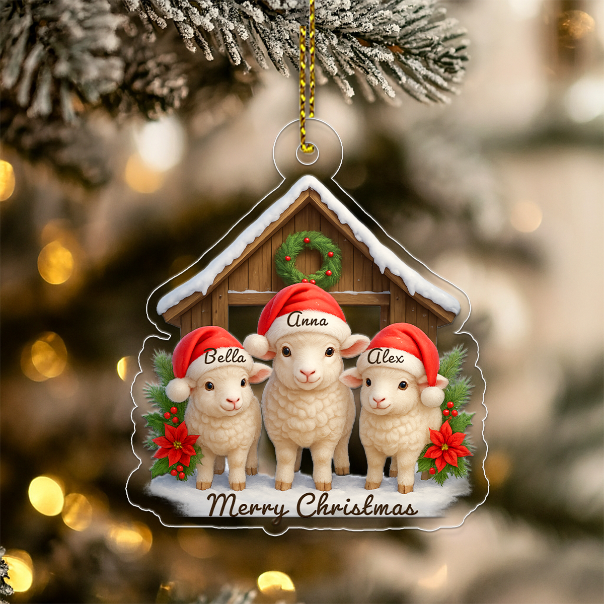 Custom Name Farmer Sheep Xmas
