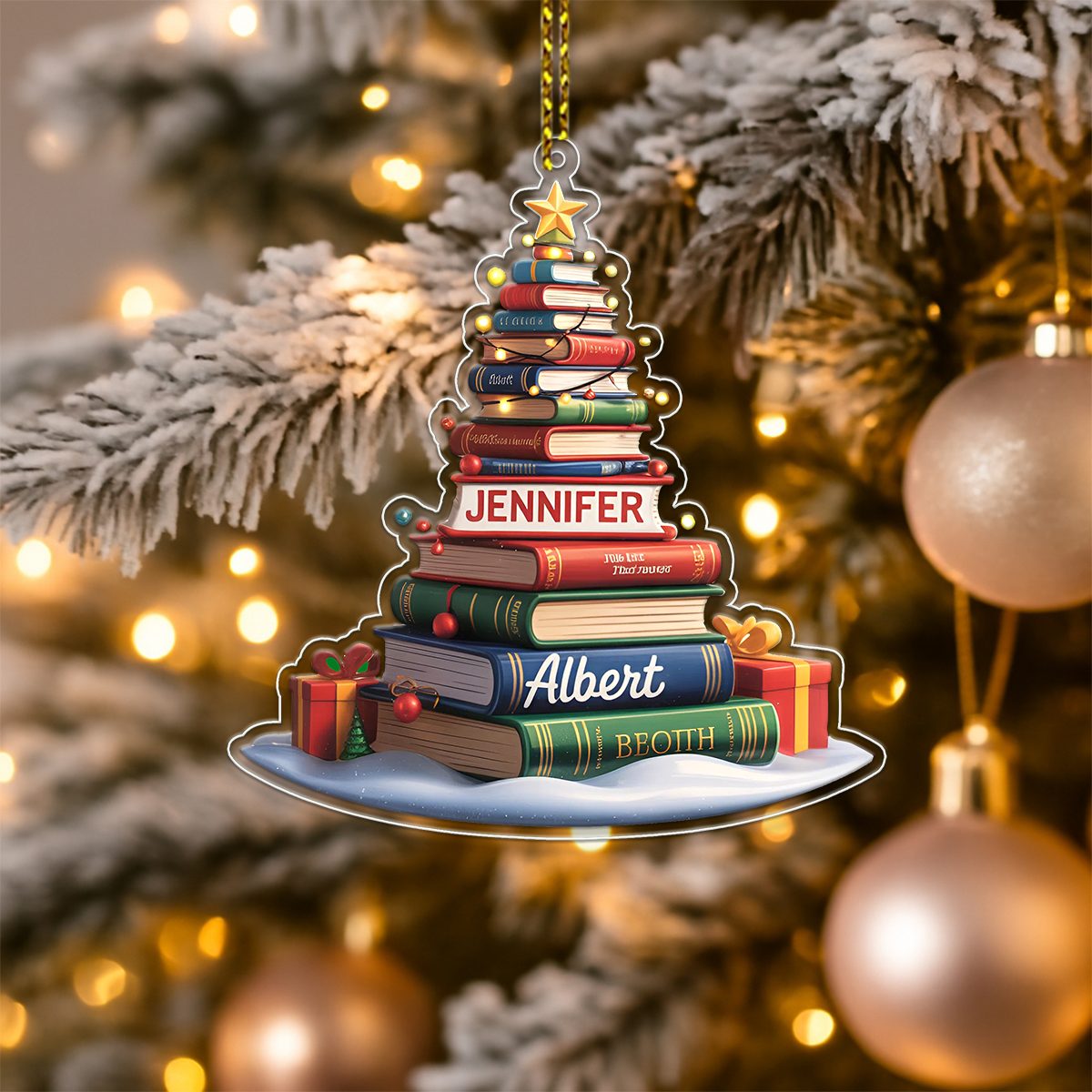 Custom Name Book Christmas Tree Acrylic Ornament Christmas Gift