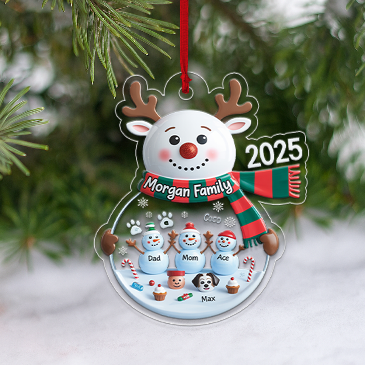 Personalized Snowman Family Ornament 2025