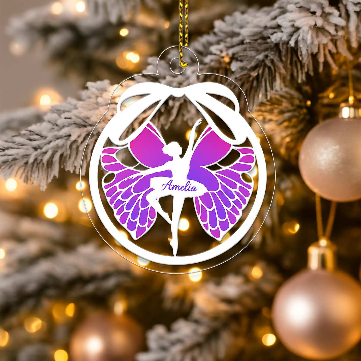 Custom Name Ballet Girl Xmas Acrylic Ornament Christmas Gift