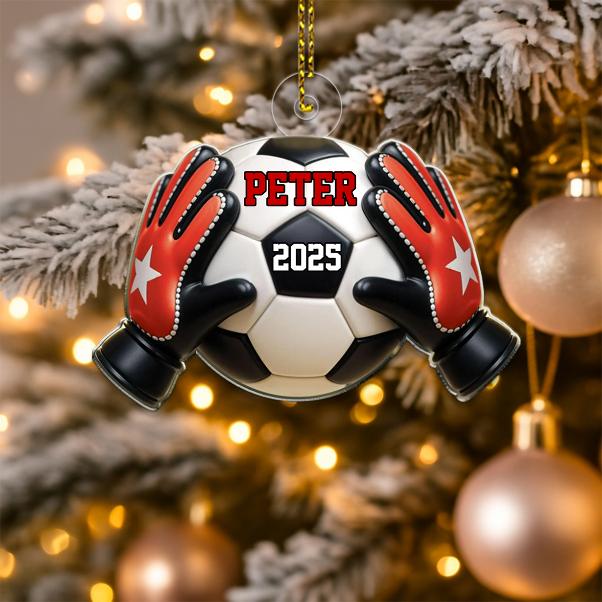 Custom Name Goalkeeper Soccer Acrylic Ornament Christmas Gift