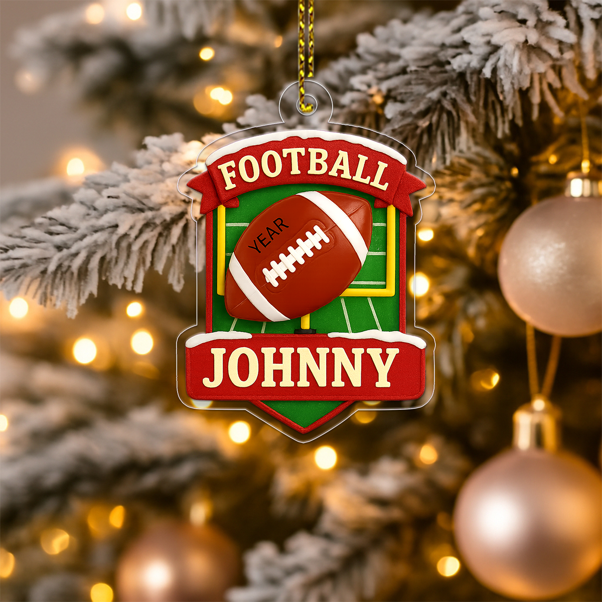Custom Name Football 2025 Acrylic Ornament Christmas Gift
