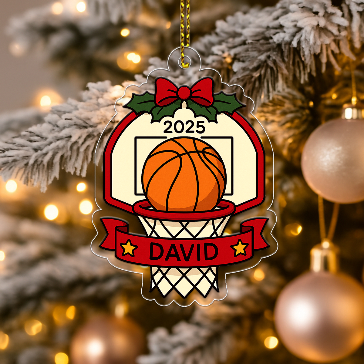 Custom Name Basketball Basket Christmas Acrylic Ornament Christmas Gift