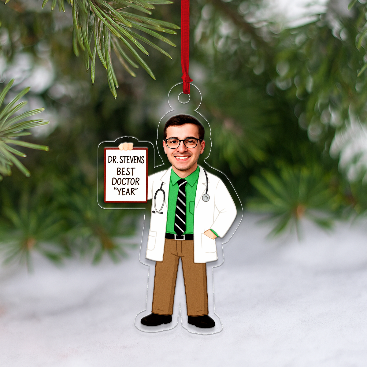 Custom Photo Male Doctor Ornament, Personalized Medical Christmas Ornament, Doctor Gift, Nurse Dentist Ornament, Unique Holiday Decoration