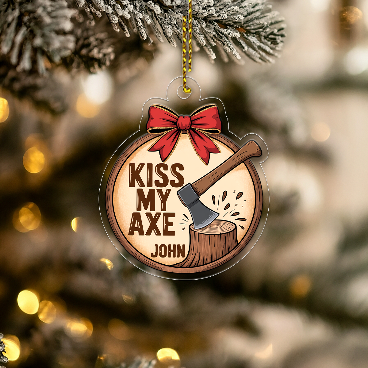 Personalized Kiss My Axe Adult Ornament, Funny Christmas Tree Decoration, Adult Ornament, Funny Ornament, Woodworker Holiday Ornament