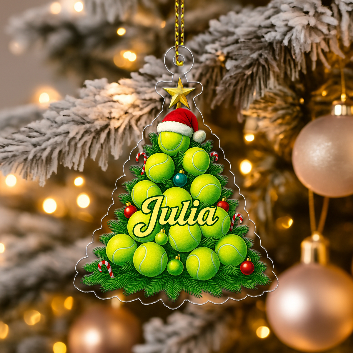 Custom Name Tennis Xmas Tree Acrylic Ornament Christmas Gift