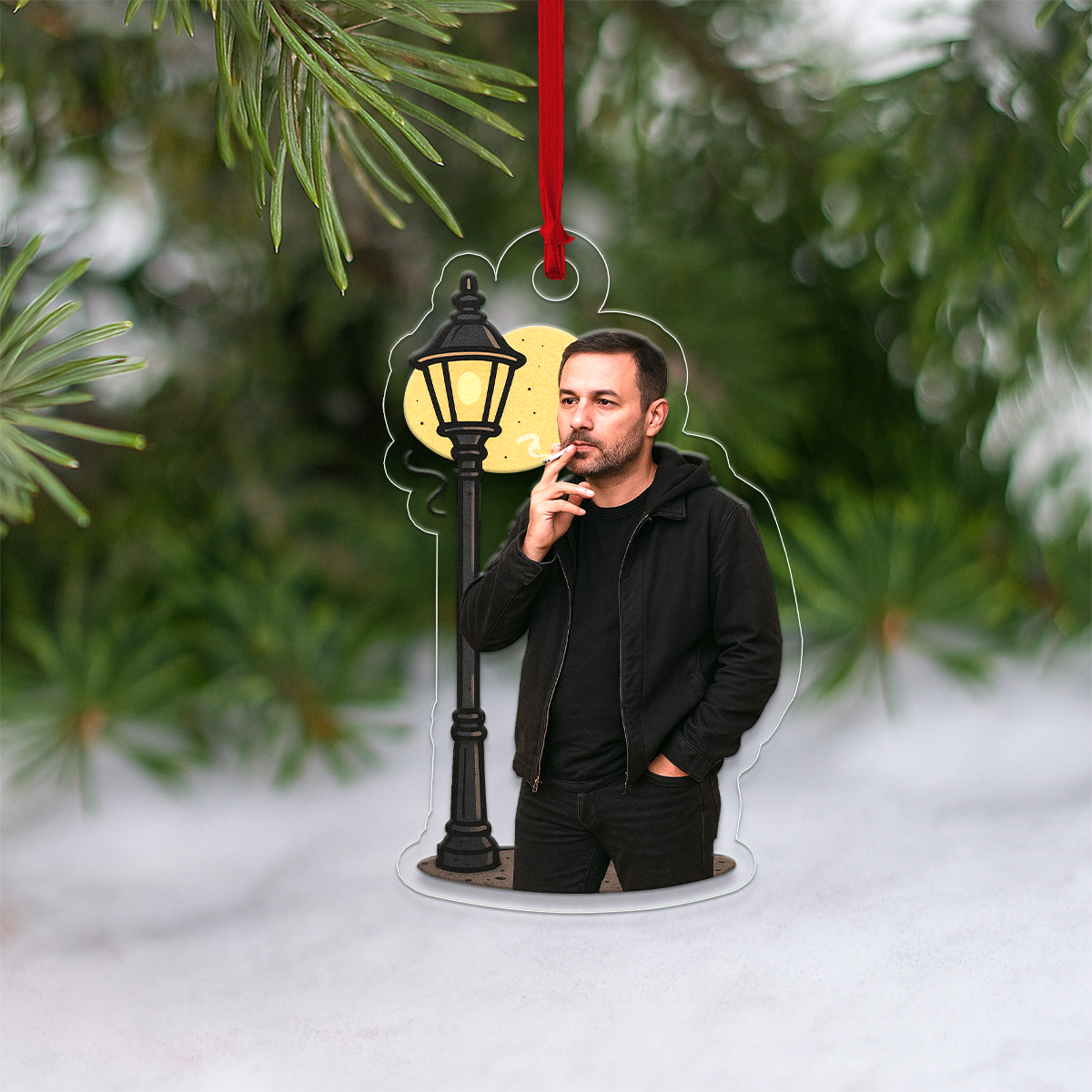 Custom Photo Smoker Ornament, Personalized Funny Christmas Ornament, Adult Humor Gag Gift, Quirky Holiday Decoration, Unique Xmas Keepsake