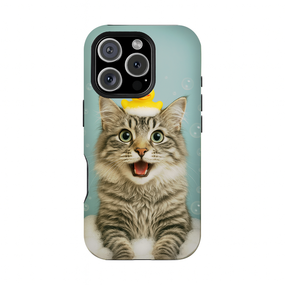 Custom Photo Cat In Bathtub With Duck Toy Phone Case