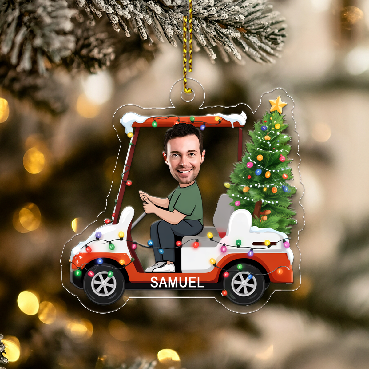 Custom Photo Golf Cart Xmas