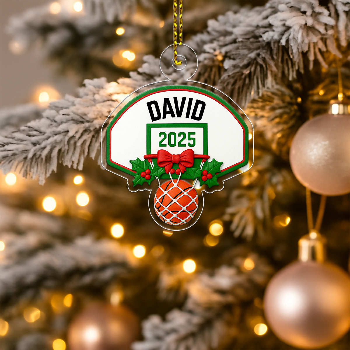 Custom Name Basketball Xmas 2025 Acrylic Ornament Christmas Gift