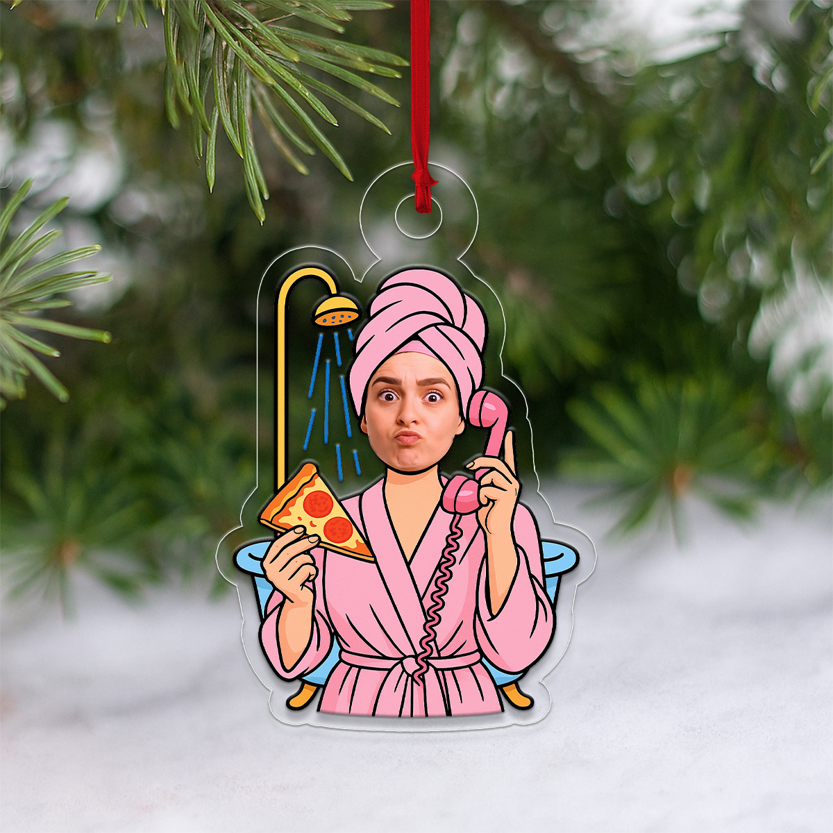 Custom Photo Face Spa Day Ornament, Personalized Funny Christmas Ornament, Self Care Holiday Decoration, Spa Lover Gift, Relaxing Keepsake