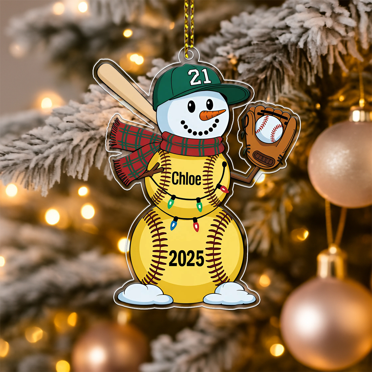 Personalized Softball Ornament Custom Softball Acrylic Ornament Christmas Gift