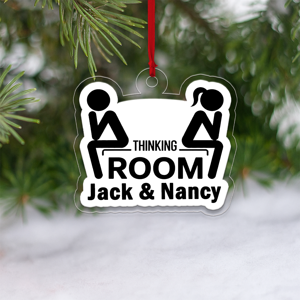 Personalized WC Toilet Thinking Room Ornament, Custom Funny Bathroom Christmas Ornament, Adult Humor Ornament, Holiday Decoration