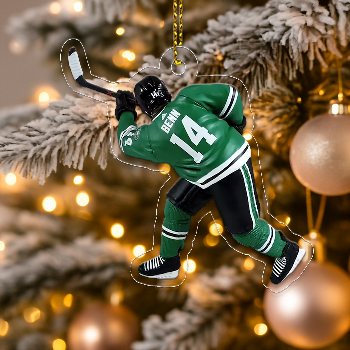 Custom Photo Hockey Player Acrylic Ornament Christmas Gift