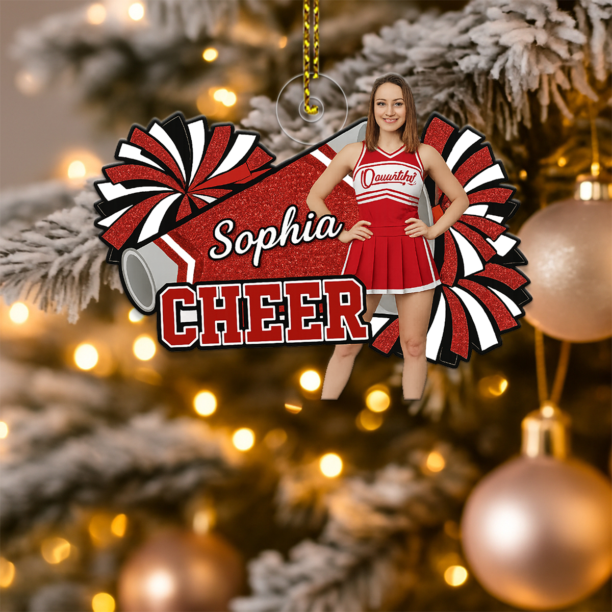 Custom Photo Cheer Girl Xmas Acrylic Ornament Christmas Gift