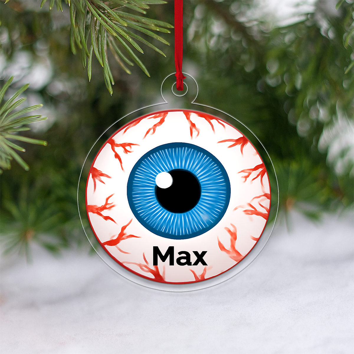 Personalized Veins Eyes Acrylic Ornament, Custom Creepy Eye Christmas Ornament, Funny Horror Ornament, Unique Gag Gift