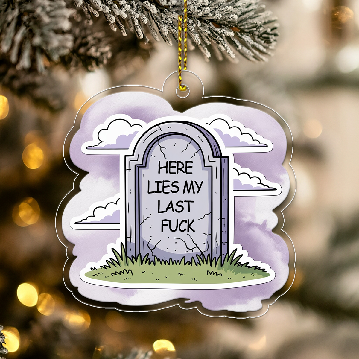 Funny Here Lies My Last Tombstone Christmas Ornament, Grave Ornament, Dark Humor Christmas Ornament, Sarcastic Gag Gift, Holiday Decoration