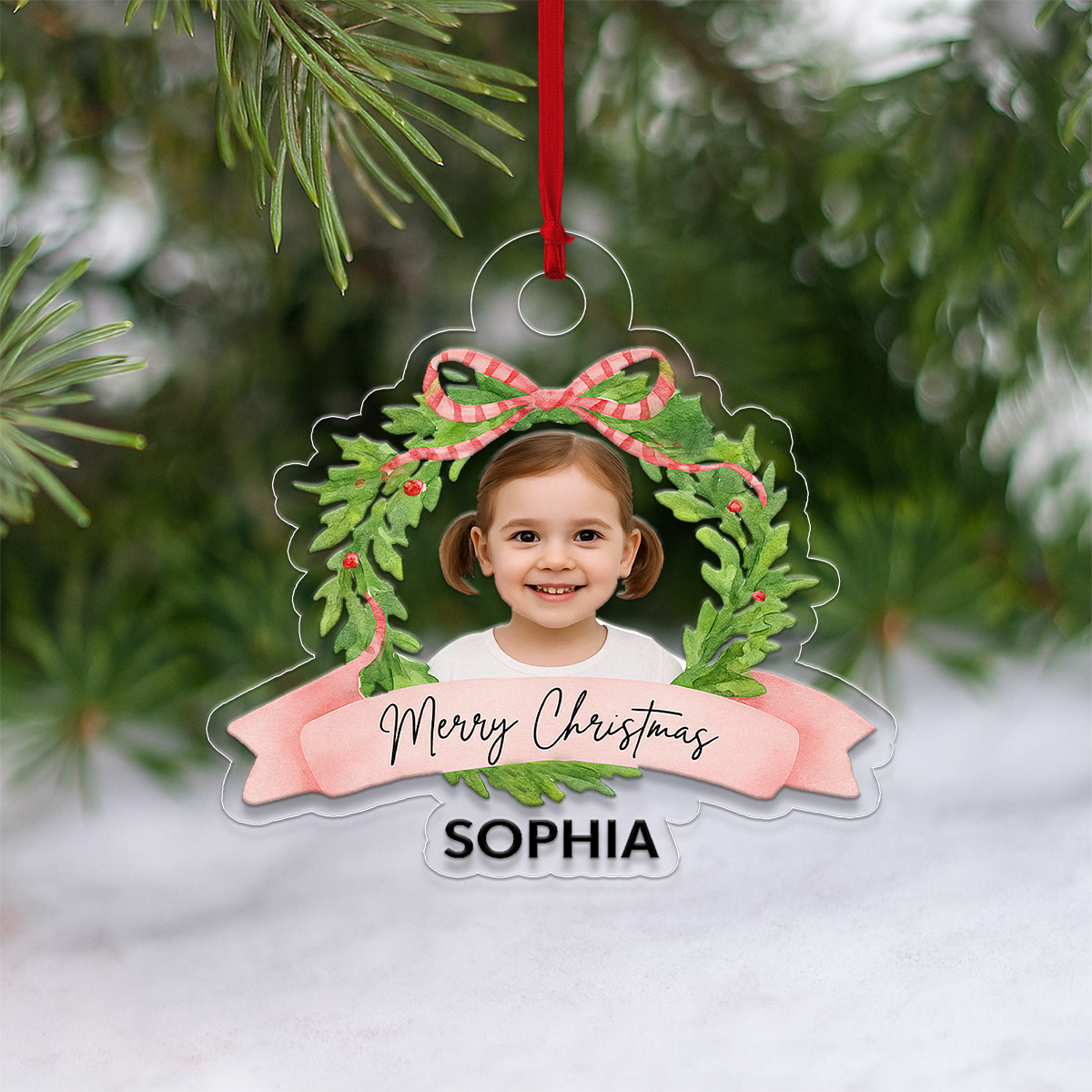 Custom Photo Baby Portrait Christmas Ornament, Personalized Baby First Christmas Ornament, Newborn Keepsake, Family Holiday Decoration Gift
