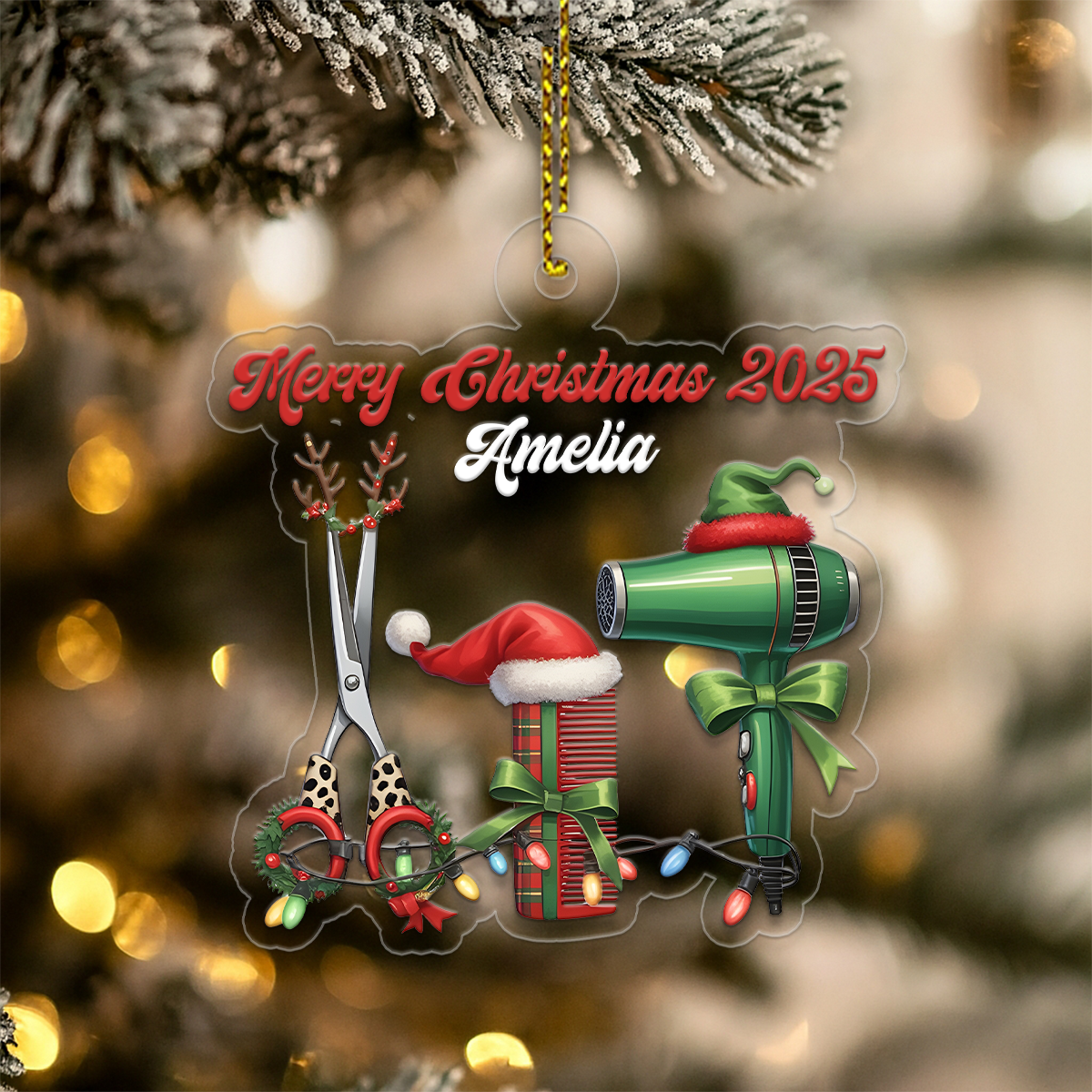 Custom Name Hair Stylist Xmas