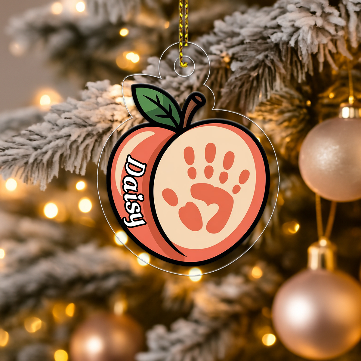 Personalized Hand On Peach Funny Ornament, Custom Gag Gift Christmas Ornament, Naughty Holiday Decoration, Adult Humor Keepsake