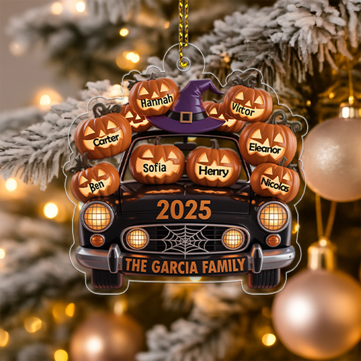 A Spooky Ride With Your Family Names, Pumpkins And Ghosts