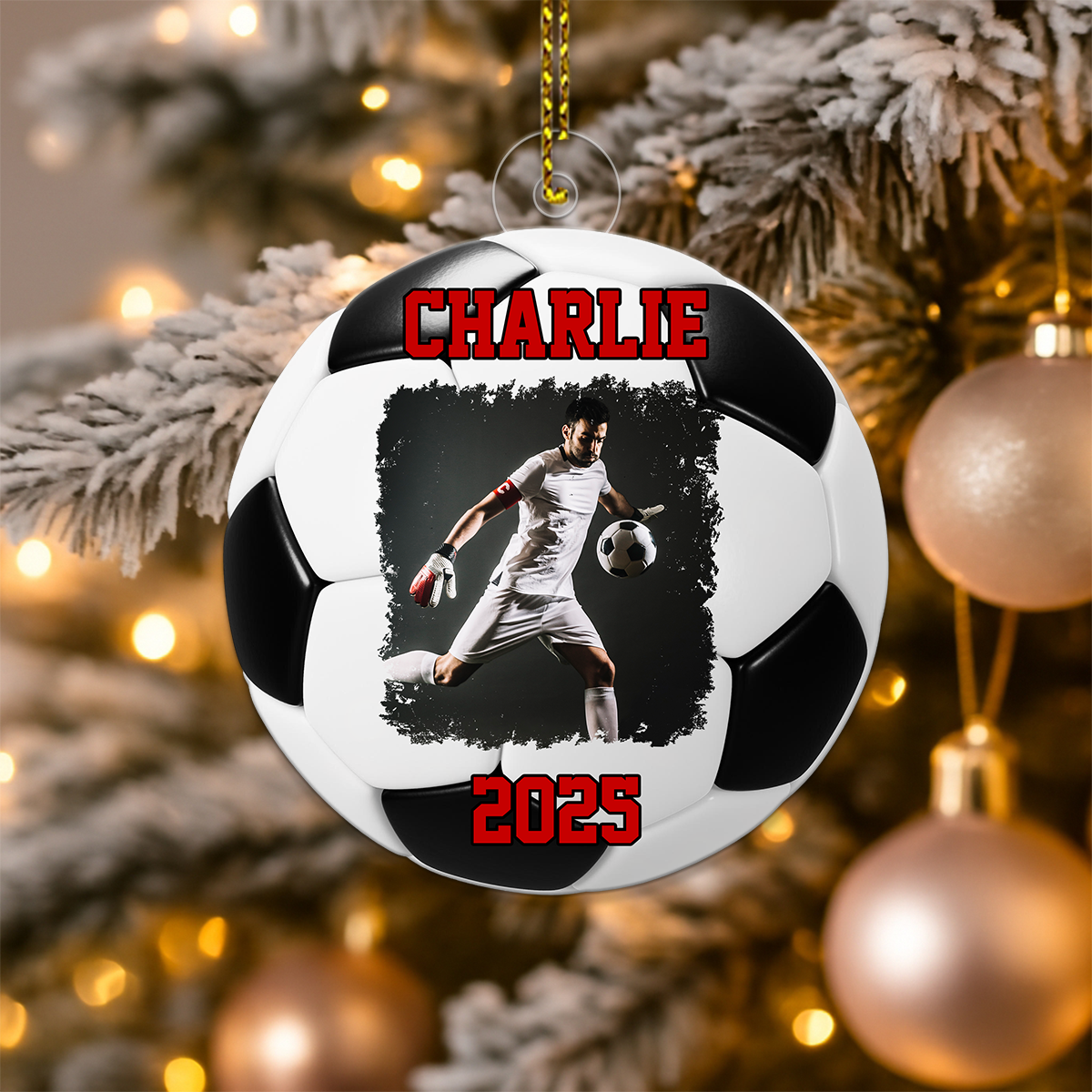 Custom Photo Soccer Player Acrylic Ornament Christmas Gift