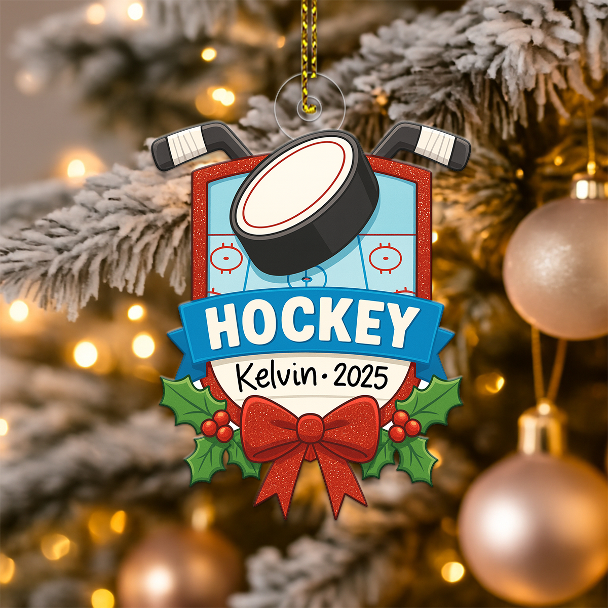 Custom Name Hockey Player Coach Acrylic Ornament Christmas Gift