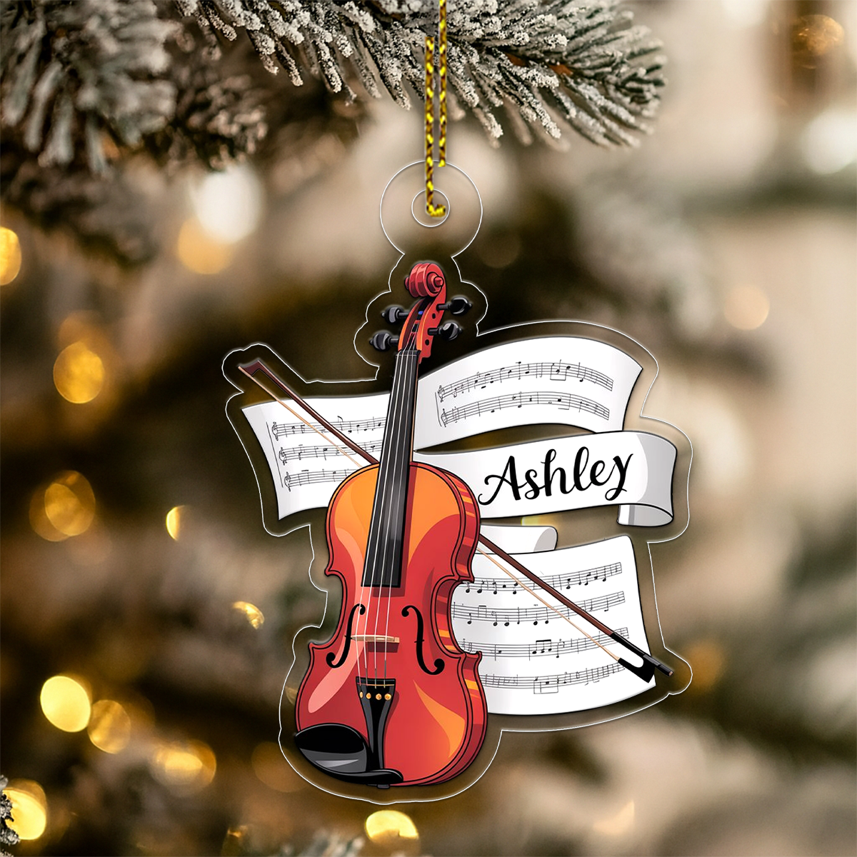 Personalized Music Violin Acrylic Ornament, Custom Christmas Ornament, Music Gift, Violin Player Ornament, Orchestra Holiday Keepsake